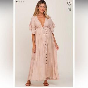 PinkBlush Light Blush Deep V Neck Tiered Ruffle Dress